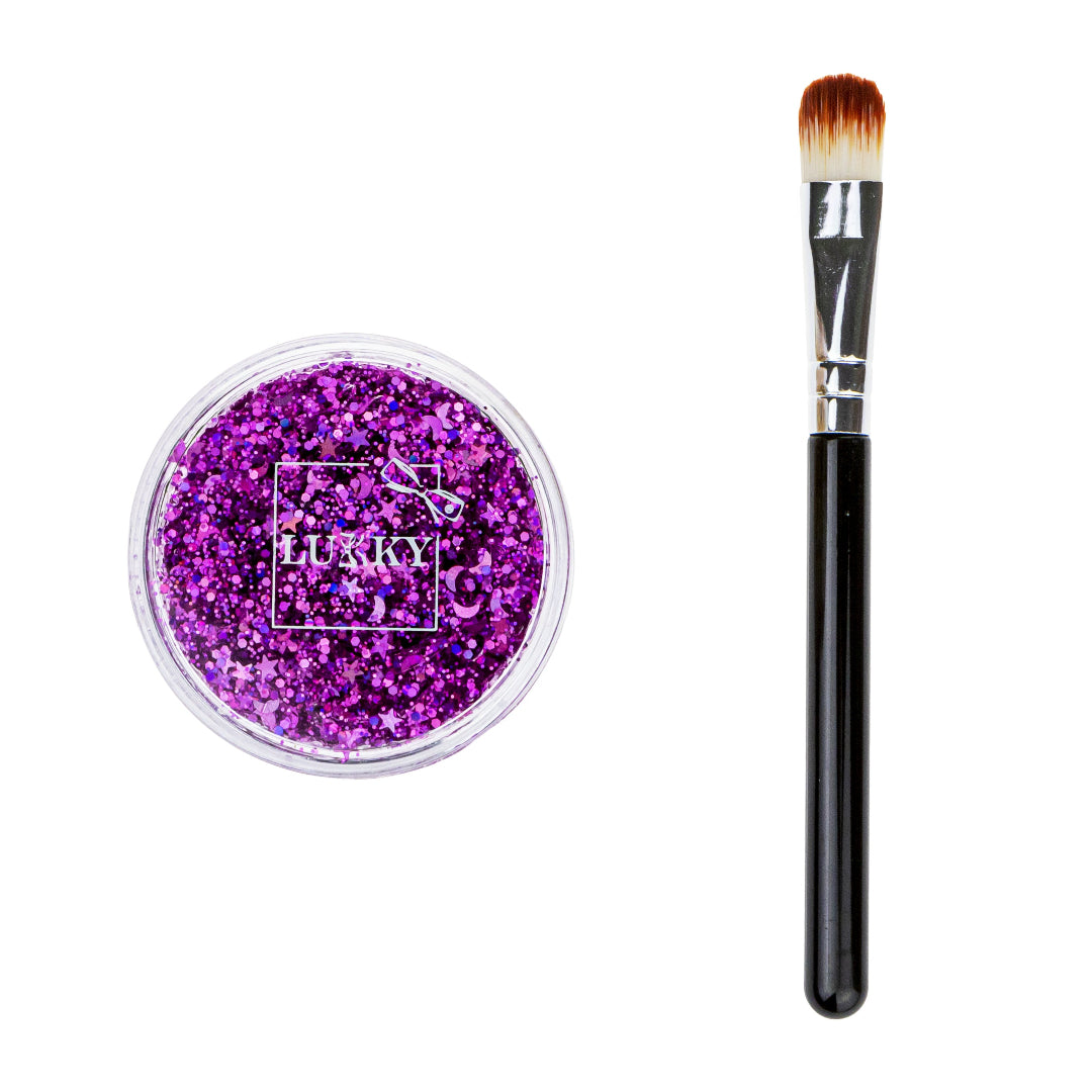 Lukky Body Glitter Gel with Brush (25ml) (Purple)