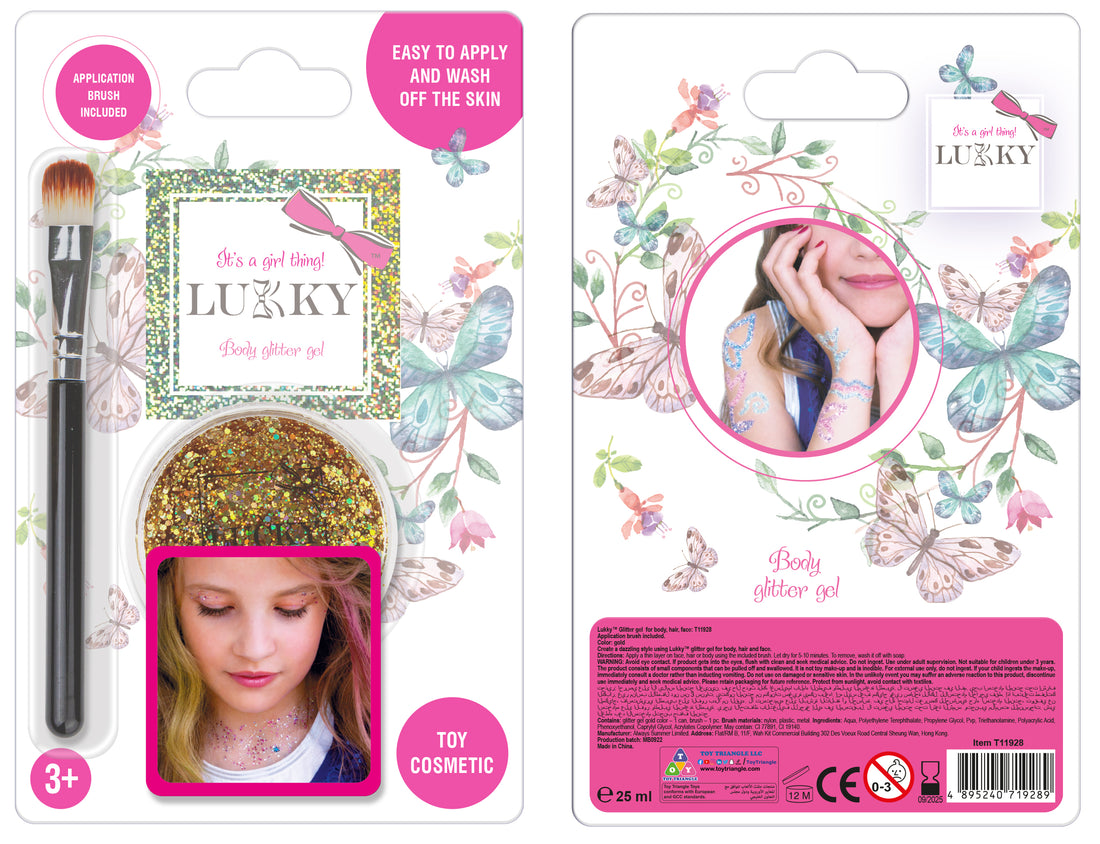 Lukky Body Glitter Gel with Brush (25ml) (Gold)