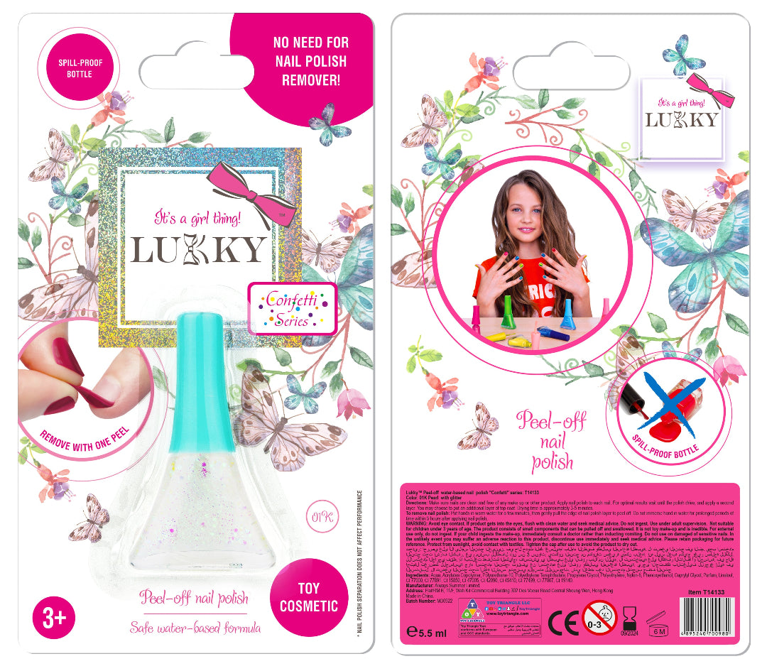 Lukky Peel-Off Nail Polish Confetti (5.5ml) (Pearl Glitter)