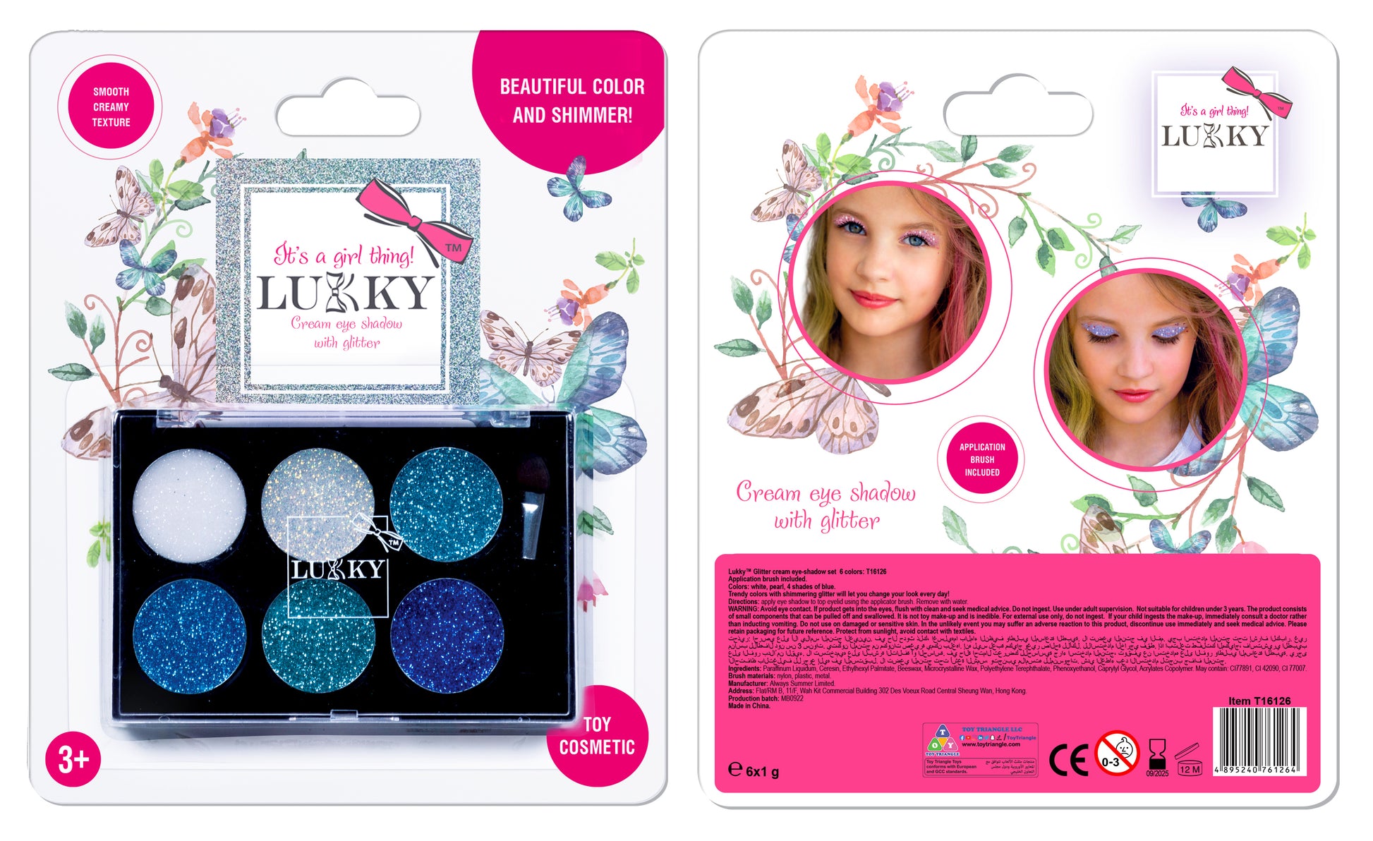 Lukky Eye Shadow Cream with Gltr & Applicator Brush 0.21Oz