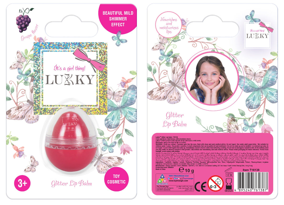 Lukky Lip Balm With Glitter Egg-Shaped (10g) (Red Aurora)
