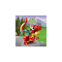 مجموعة ألعاب الحيوانات 3 في 1 من ليجو® كرييتور التنين الأحمر 31145