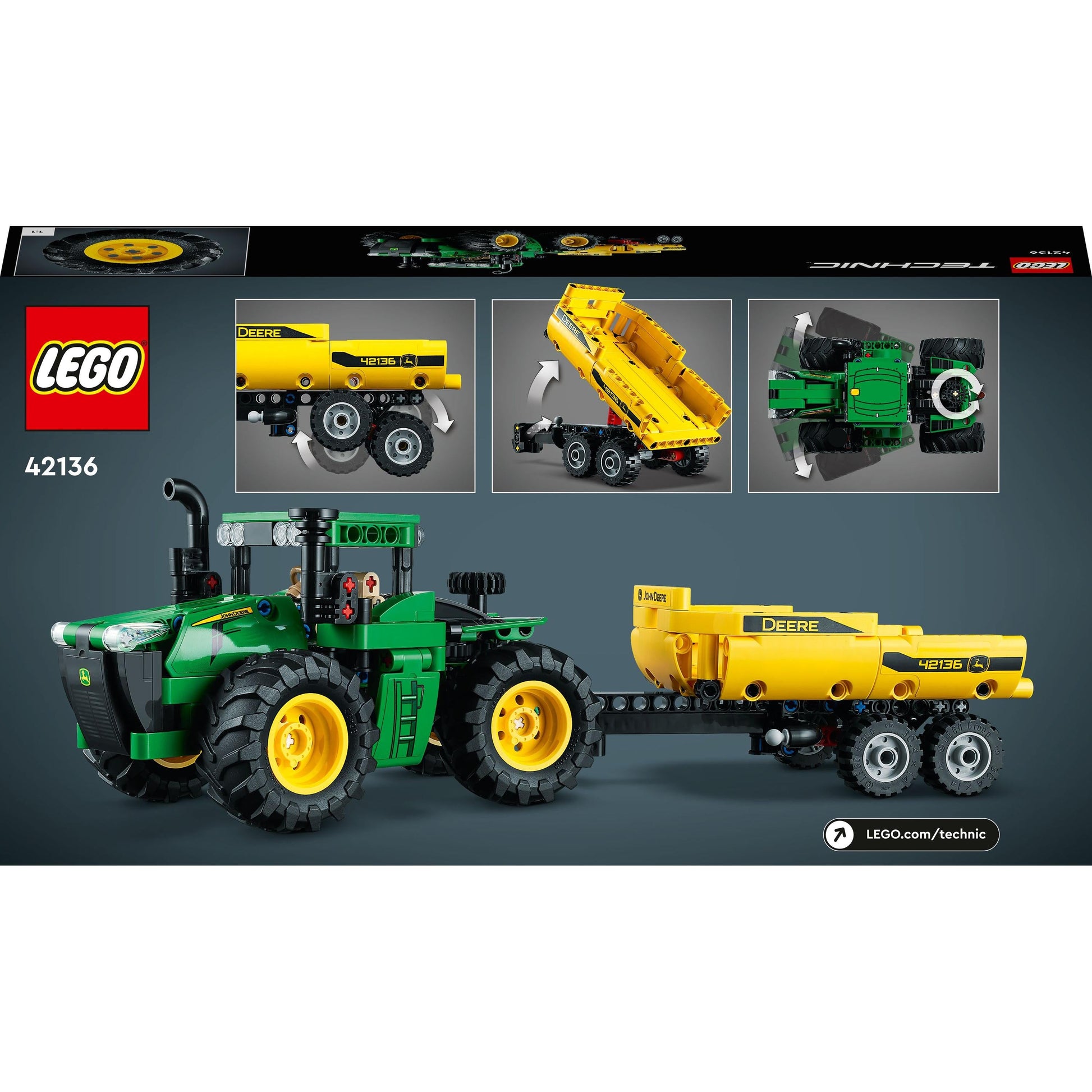 LEGO® Technic John Deere 9620R 4WD Tractor 42136 Model Building Kit (390 Pieces)