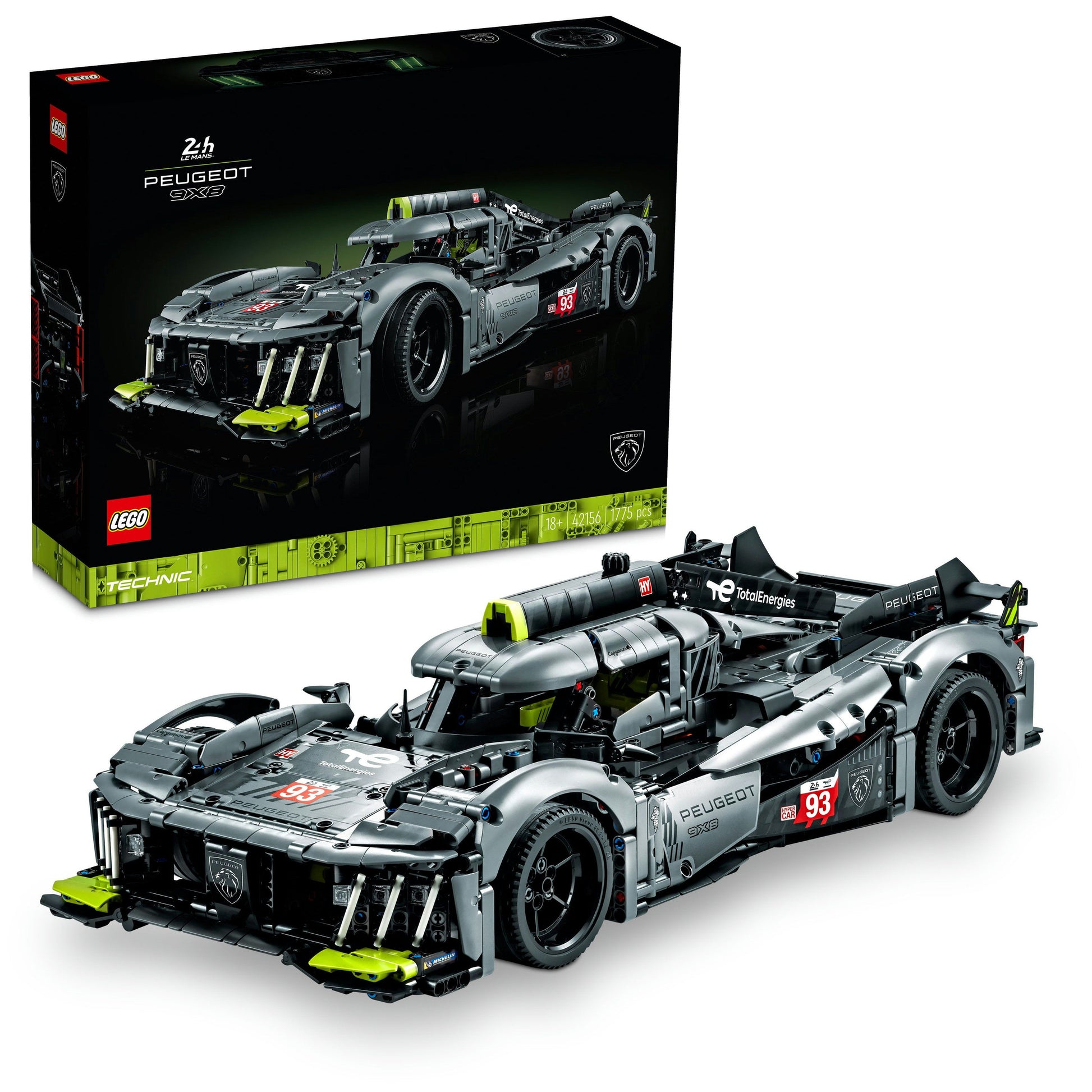 LEGO® Technic PEUGEOT 9X8 24H Le Mans Hybrid Hypercar 42156 Building Kit (1,775 Pieces)