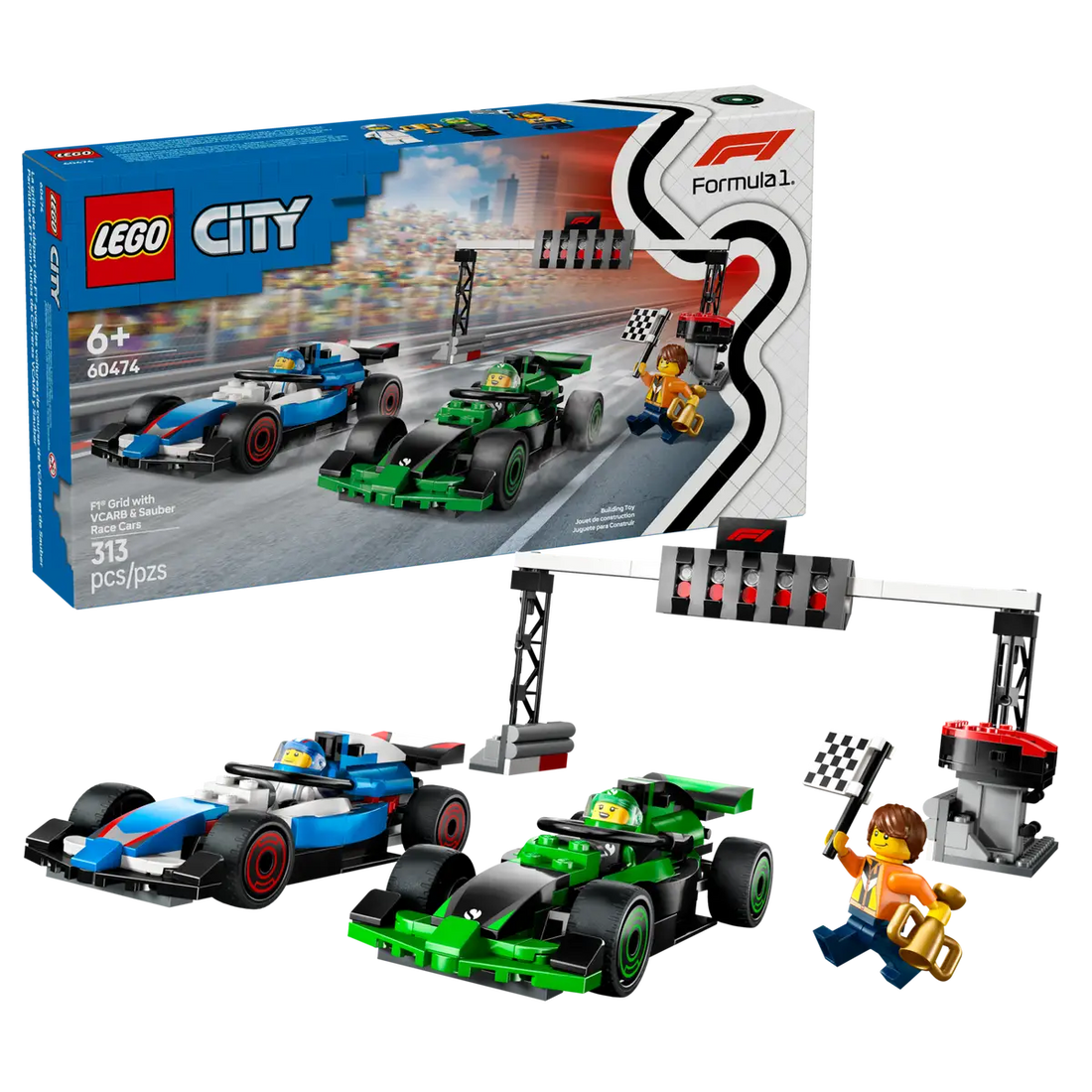 LEGO 60474 F1 Grid with VCARB & Sauber Race Cars