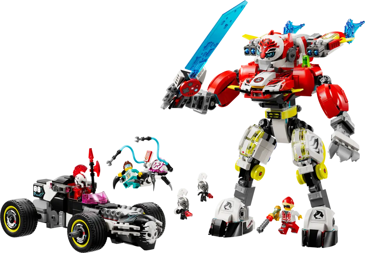 LEGO 71497 Cooper's Tiger Mech & Zero's Hot Rod Car