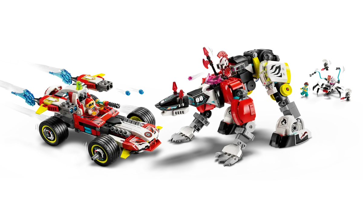 LEGO 71497 Cooper's Tiger Mech & Zero's Hot Rod Car