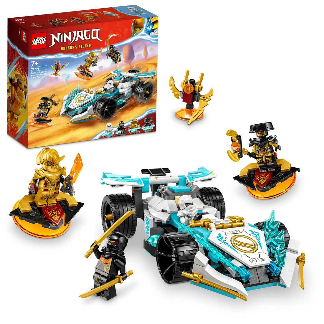 LEGO® NINJAGO® Zane’s Dragon Power Spinjitzu Racing Car 71791 Building Toy Set (307 Pieces)