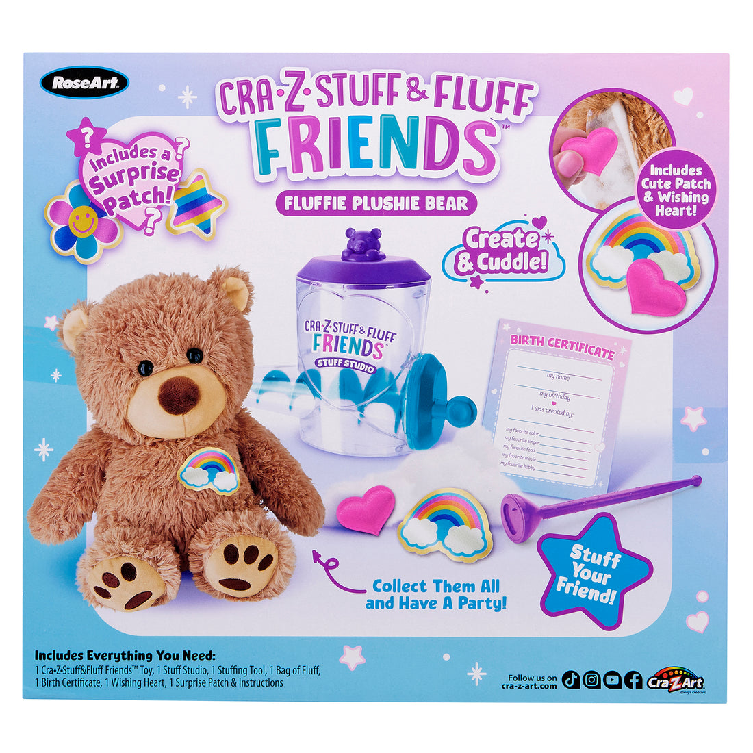 Rose Art CraZStuff & Fluff Stuff Studio Fluffy Plushie Bear