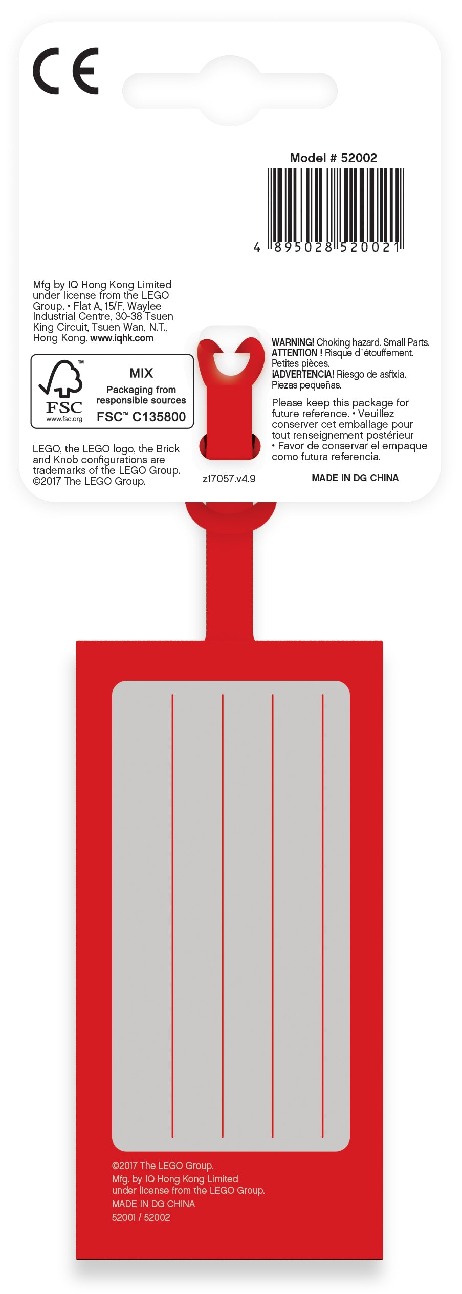 Lego IQ Bag Tag 2x4 Red
