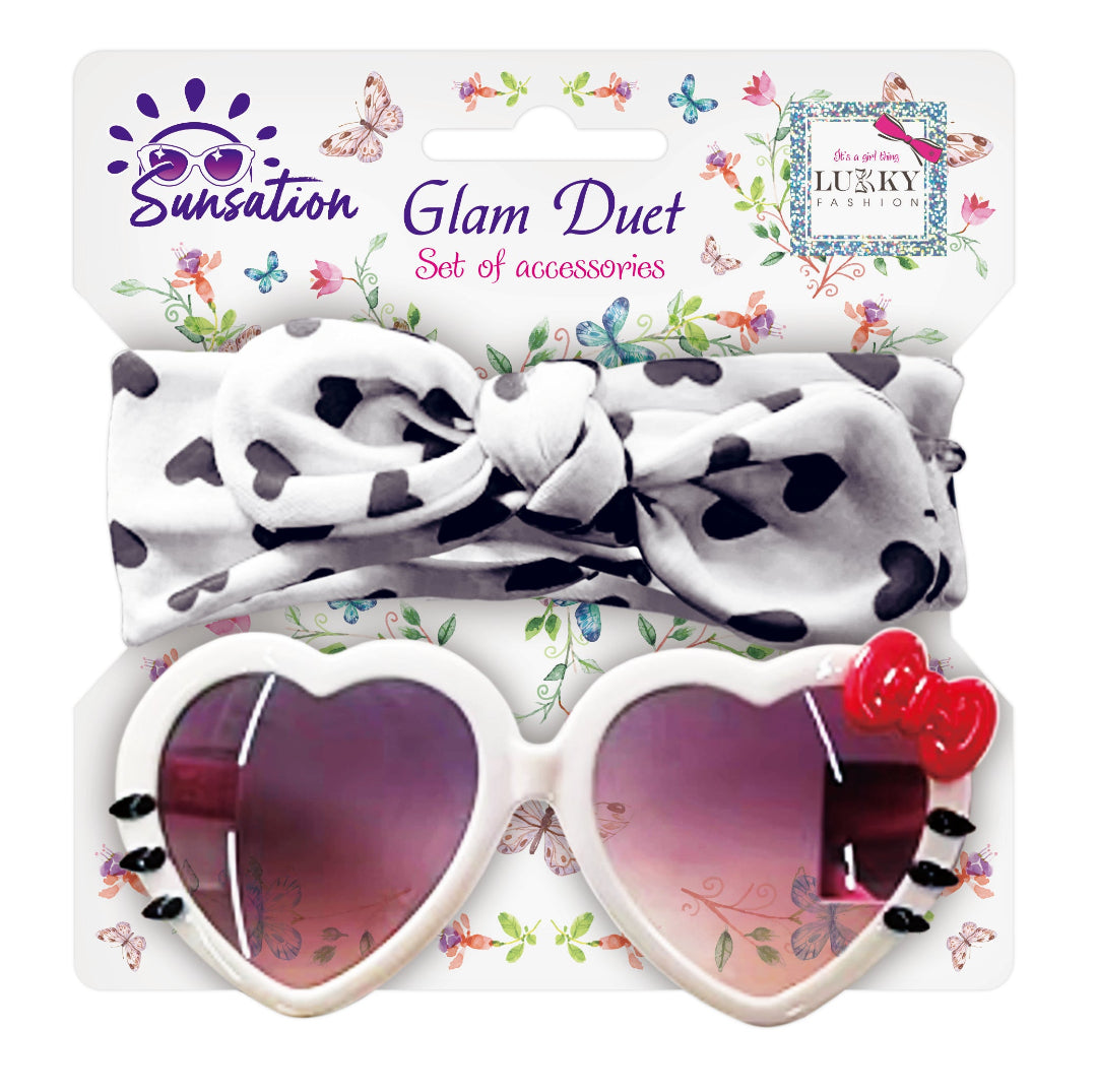 Lukky Fashion Glam Duet Sunglasses & Hairband (Polka Dots)