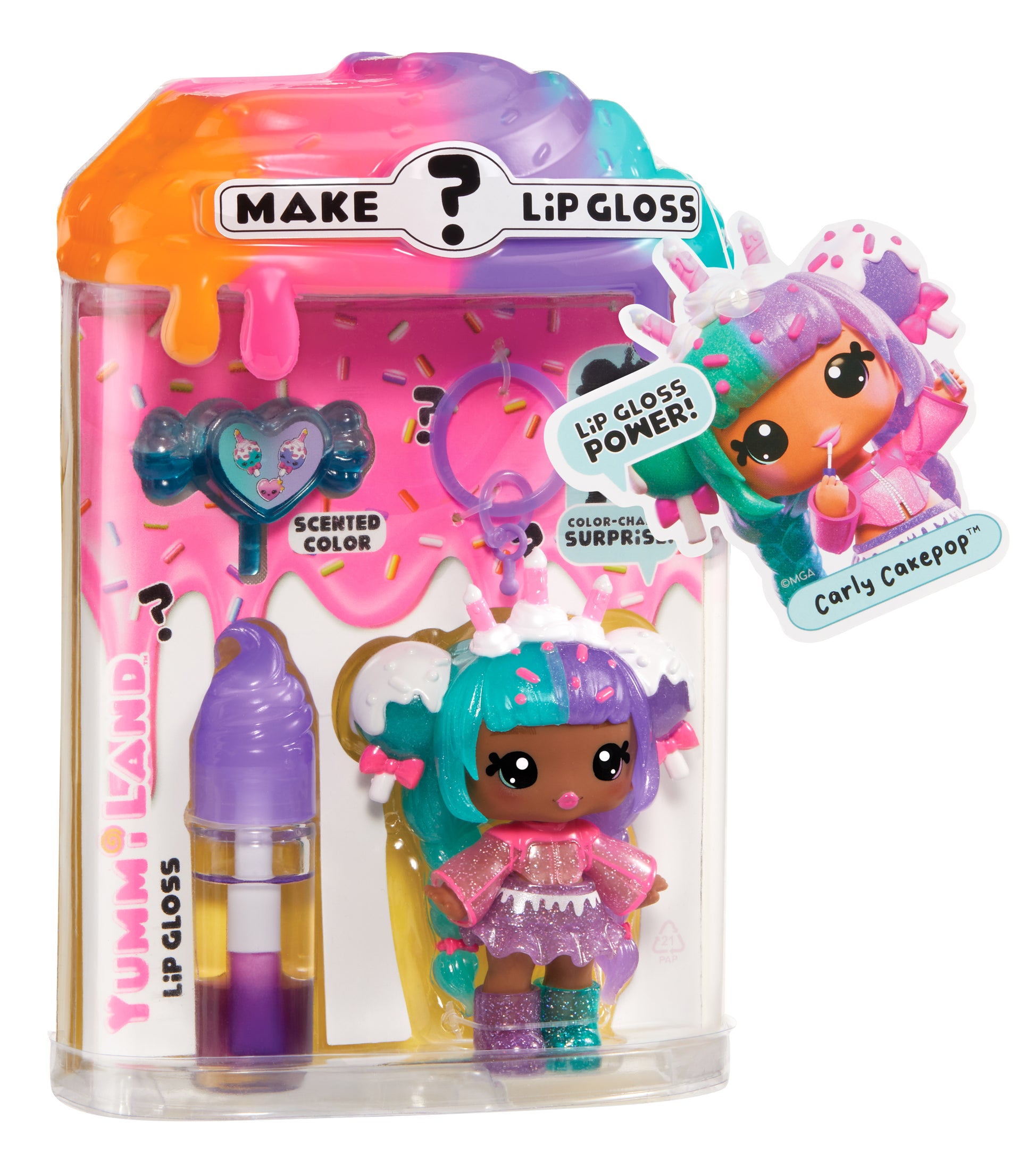 Yummiland Lip Gloss Doll: Mystery Color Change - Carly Cakepop