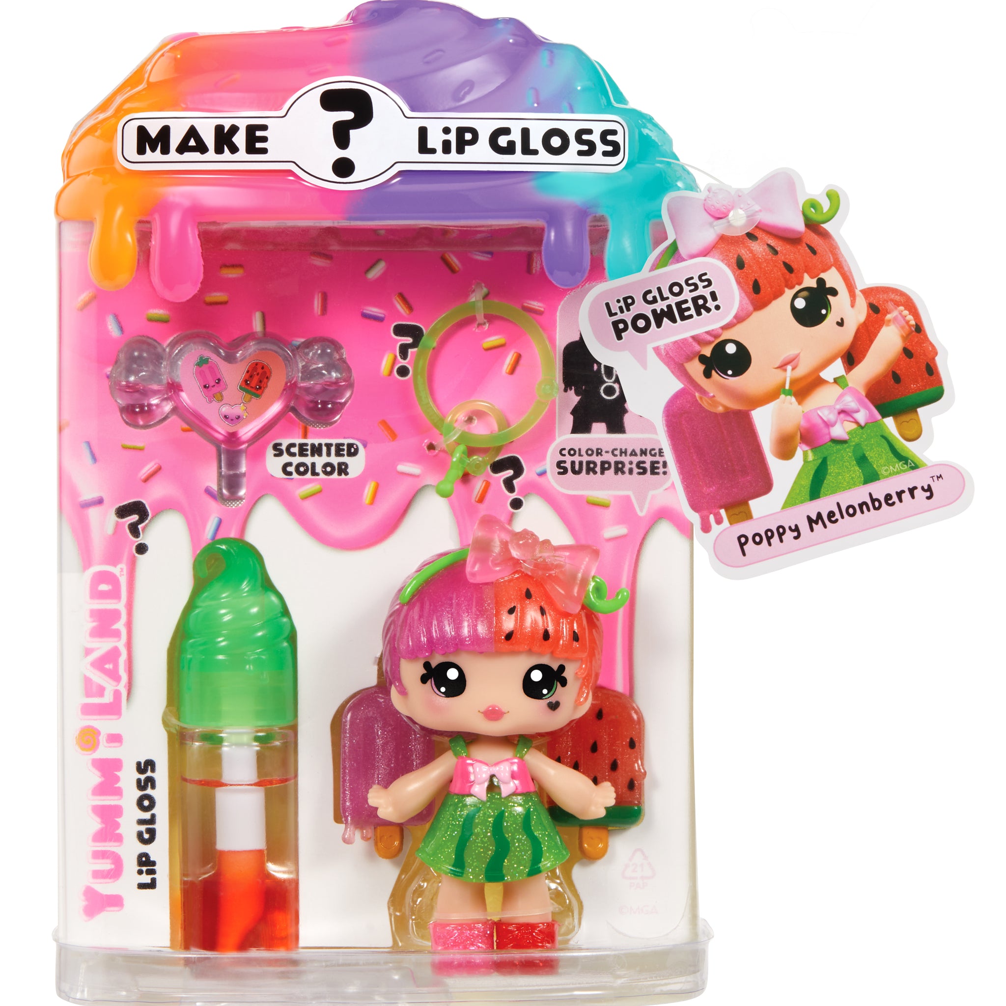 Yummiland Lip Gloss Doll: Mystery Color Change - Poppy Melonberry