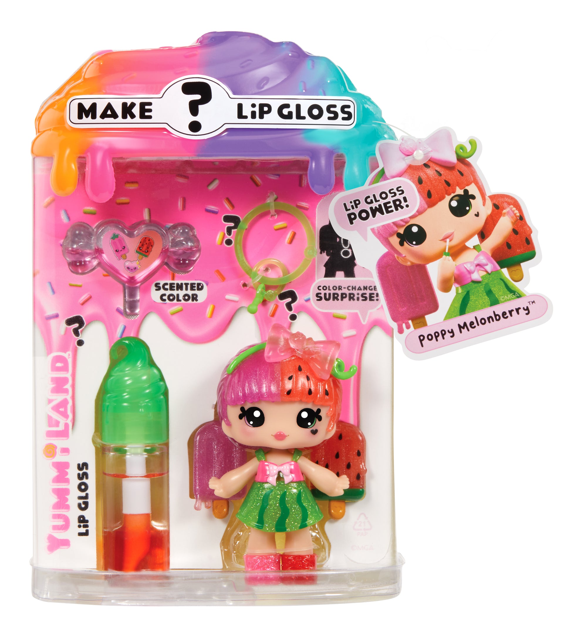 Yummiland Lip Gloss Doll: Mystery Color Change - Poppy Melonberry