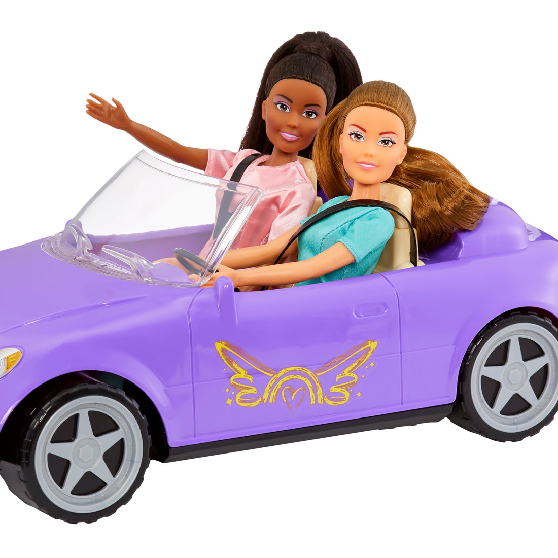 سيارة دريم إيلا كار كروزر أرجوانية قابلة للتحويل، تناسب دميتين عصريتين مقاس 11.5 بوصة، متعددة الألوان (الدمى غير متضمنة)