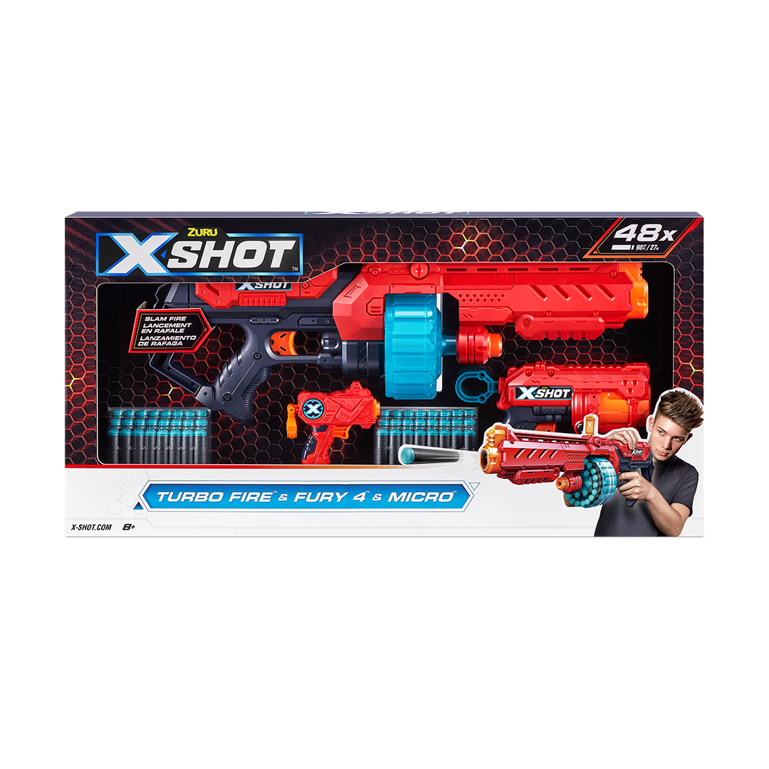 X-Shot Combo Pack Turbo Fire/Fury 4 And Micro (48Darts)