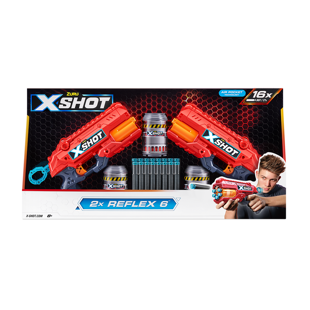 X-Shot Excel Reflex-6 Double Pack [2Shooters] (3Cans/16Darts)