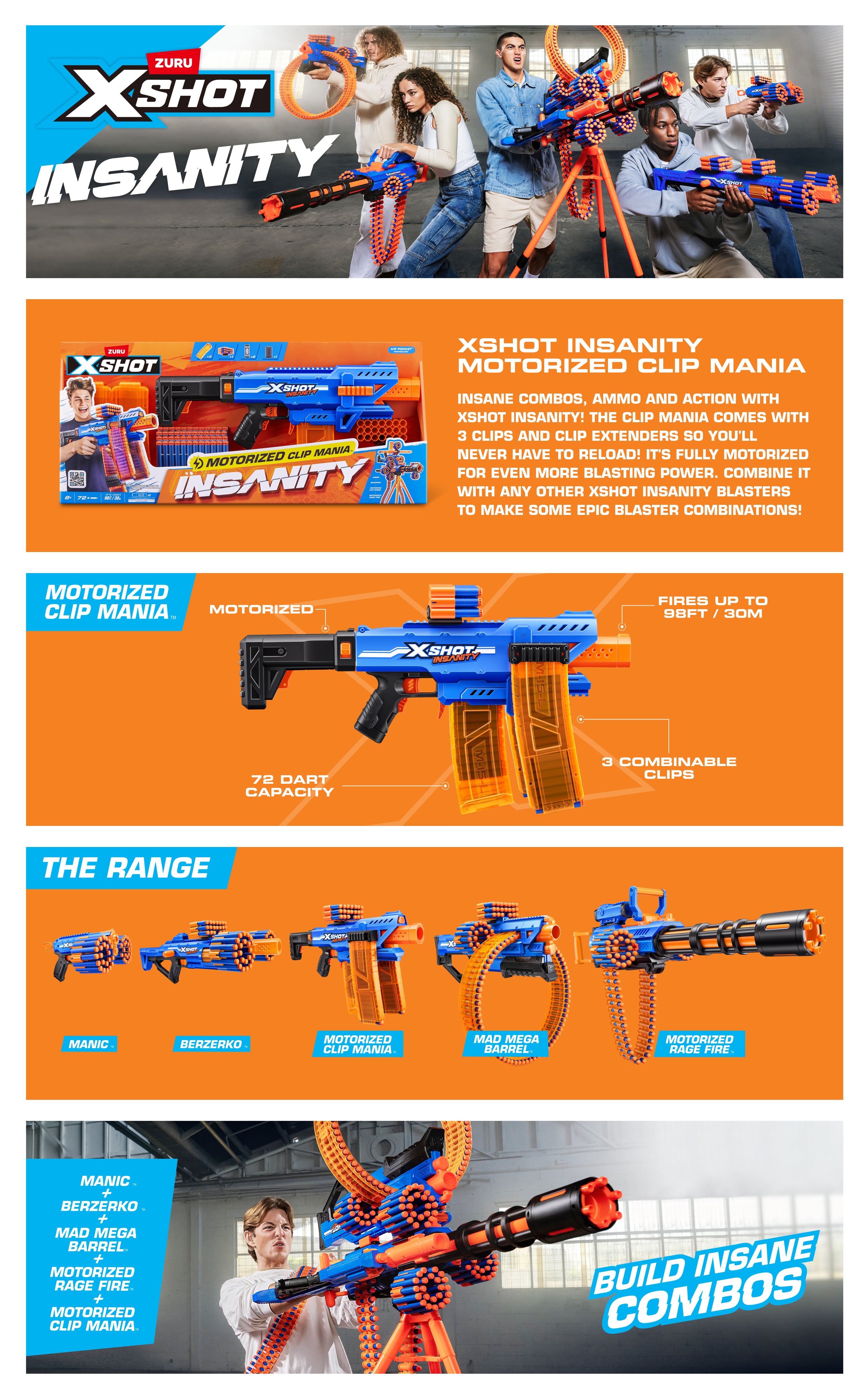 X-Shot Isanity Motorised Clip Blaster