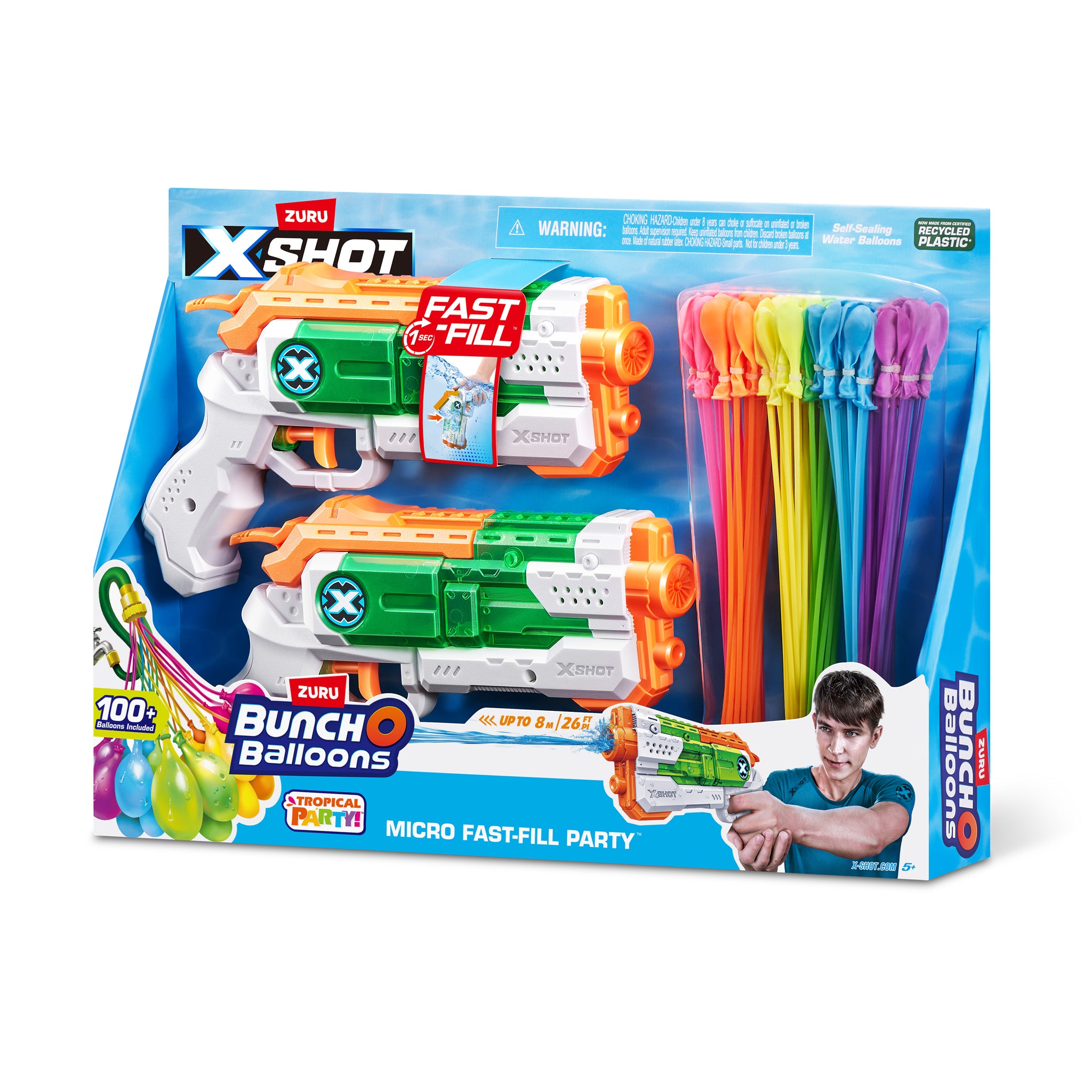 X-Shot Water Combo (2 pcs Micro Fast Fill + 3 pcs Tropical Party BOB)